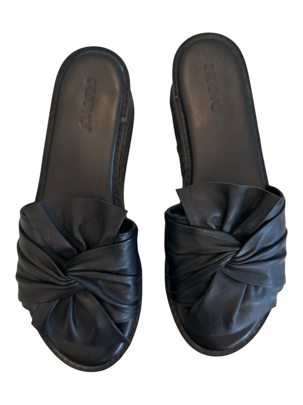 INUOVO | Black Leather Platform Slide Sandals | Size 41 / Size 11 - Picture 3 of 16